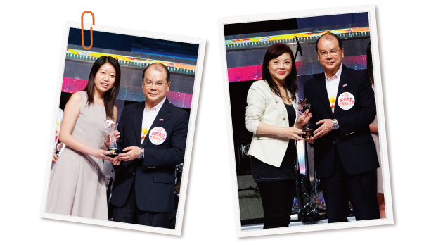 By virtue of the insightful and professional judgment of the adjudicators, Dr. Carol Ma (left photo) and Ms. Karen Yiu (right photo), the ten awardees were successfully selected. To express his heartfelt gratitude, Mr. Matthew Cheung presented trophy to the adjudicators. By virtue of the insightful and professional judgment of the adjudicators, Dr. Carol Ma (left photo) and Ms. Karen Yiu (right photo), the ten awardees were successfully selected. To express his heartfelt gratitude, Mr. Matthew Cheung presented trophy to the adjudicators.